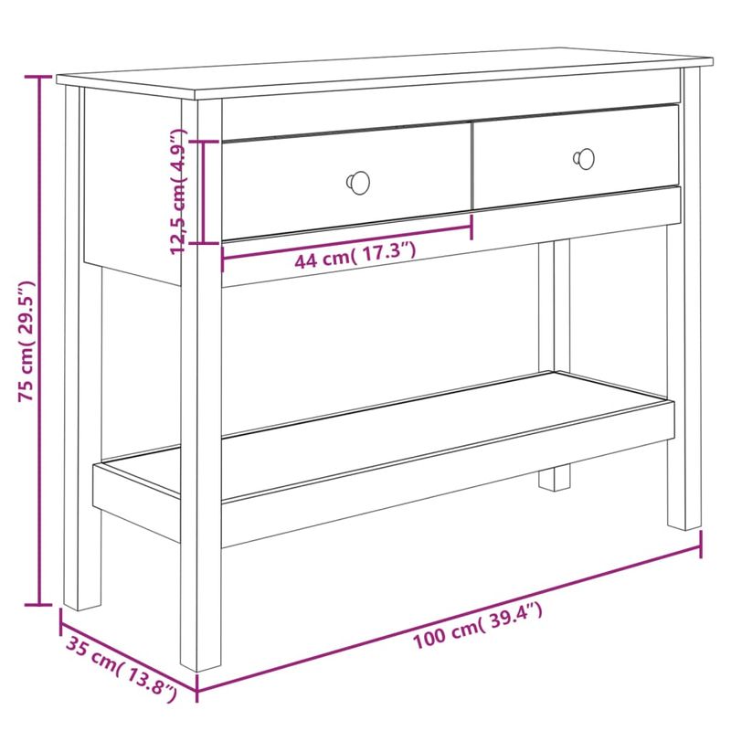 Casa si Gradina - Mobilier - Comode si corpuri - Console - Masa consola, alb, 100x35x75 cm, lemn masiv de pin - Infinity.ro