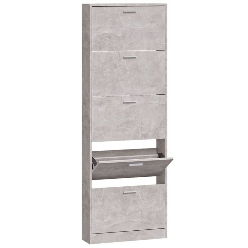 Casa si Gradina - Mobilier - Organizare si depozitare - Organizator incaltaminte - Pantofar, gri beton, 59x17x169 cm, lemn compozit - Infinity.ro