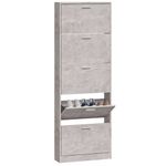 Casa si Gradina - Mobilier - Organizare si depozitare - Organizator incaltaminte - Pantofar, gri beton, 59x17x169 cm, lemn compozit - Infinity.ro
