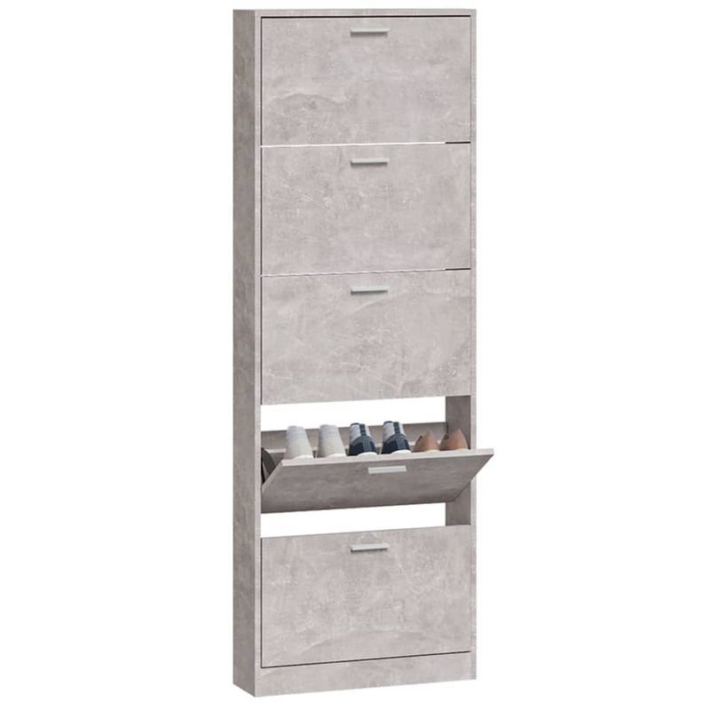Casa si Gradina - Mobilier - Organizare si depozitare - Organizator incaltaminte - Pantofar, gri beton, 59x17x169 cm, lemn compozit - Infinity.ro