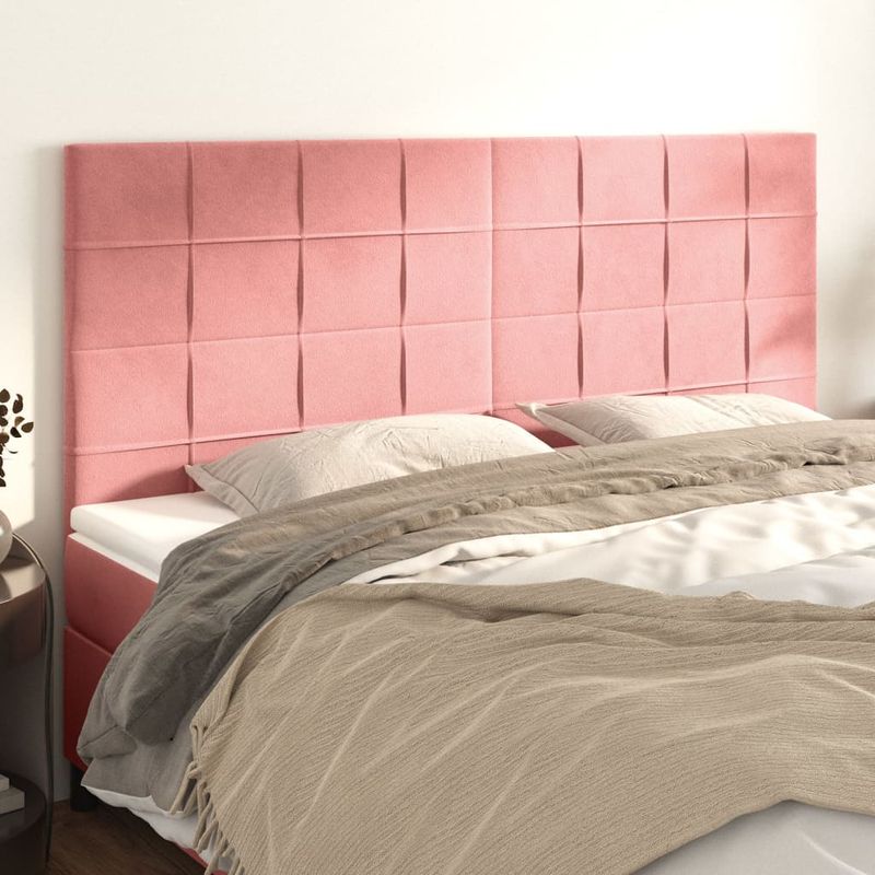 Casa si Gradina - Mobilier - Paturi si accesorii - Accesorii paturi - Tablii de pat, 4 buc, roz, 100x5x78/88 cm, catifea - Infinity.ro