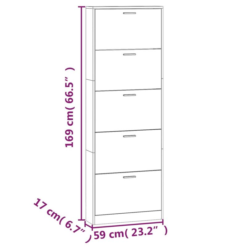 Casa si Gradina - Mobilier - Organizare si depozitare - Organizator incaltaminte - Pantofar, gri beton, 59x17x169 cm, lemn compozit - Infinity.ro