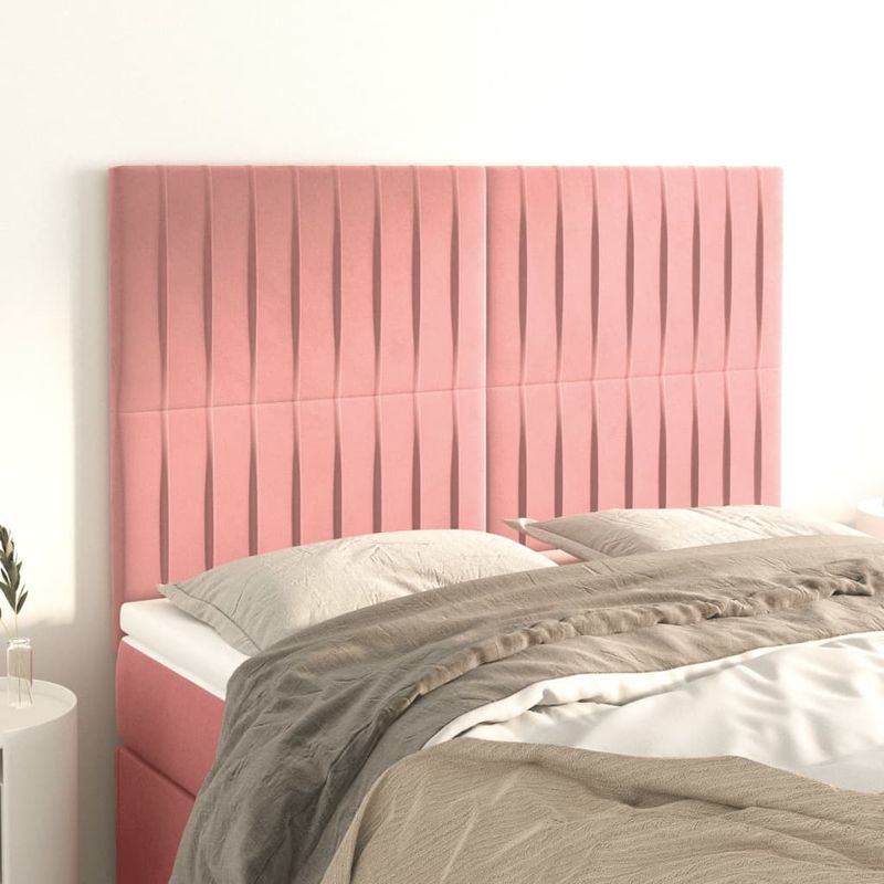 Casa si Gradina - Mobilier - Paturi si accesorii - Accesorii paturi - Tablii de pat, 4 buc, roz, 72x5x78/88 cm, catifea - Infinity.ro