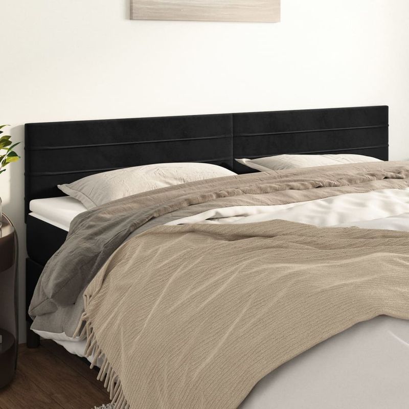 Casa si Gradina - Mobilier - Paturi si accesorii - Accesorii paturi - Tablii de pat, 2 buc, negru, 80x5x78/88 cm, catifea - Infinity.ro