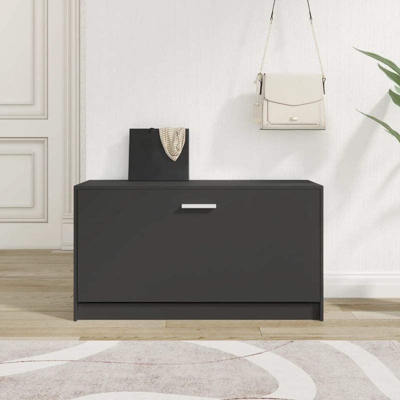 Casa si Gradina - Mobilier - Organizare si depozitare - Organizator incaltaminte - Bancheta pantofar, negru, 80x24x45 cm, lemn prelucrat - Infinity.ro