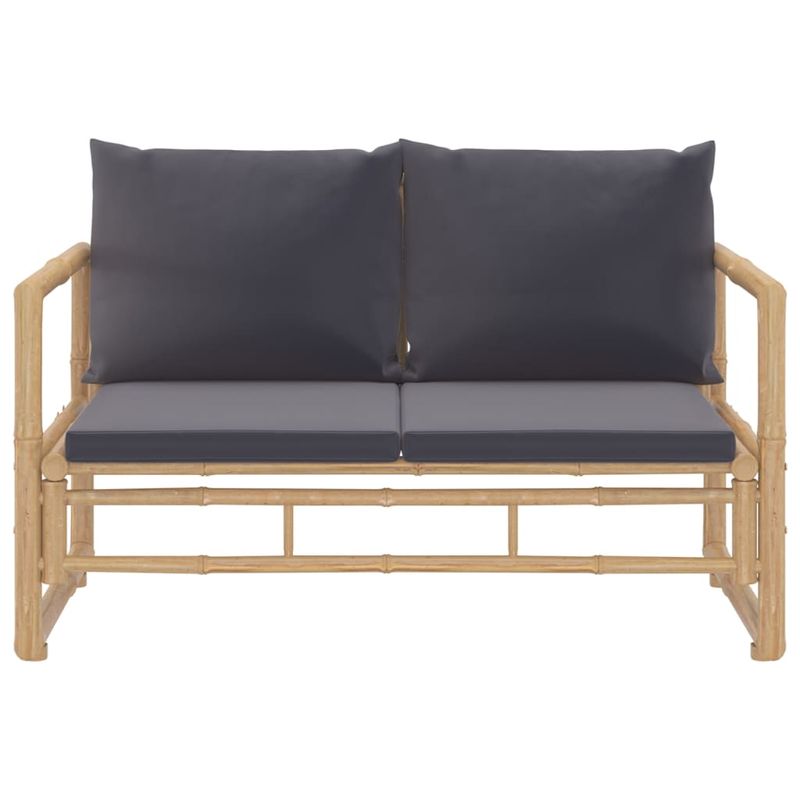 Casa si Gradina - Gradina si terasa - Mobilier exterior - Seturi mobila gradina - Set mobilier de gradina cu perne gri inchis, 2 piese, bambus - Infinity.ro
