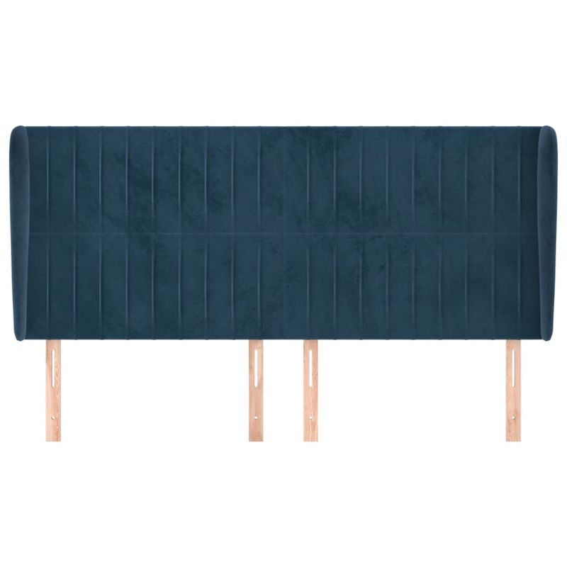 Casa si Gradina - Mobilier - Paturi si accesorii - Accesorii paturi - Tablie pat cu urechi albastru inchis 183x23x118/128 cm catifea - Infinity.ro