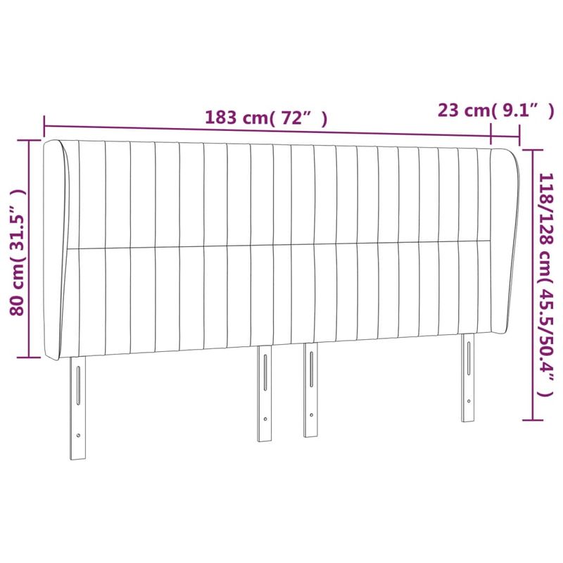Casa si Gradina - Mobilier - Paturi si accesorii - Accesorii paturi - Tablie pat cu urechi albastru inchis 183x23x118/128 cm catifea - Infinity.ro