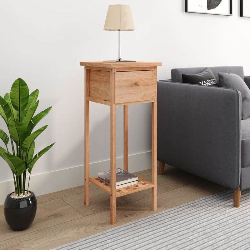 Casa si Gradina - Mobilier - Mese si birouri - Mese living - Masa laterala cu sertar, 25x25x60 cm, lemn masiv de nuc - Infinity.ro