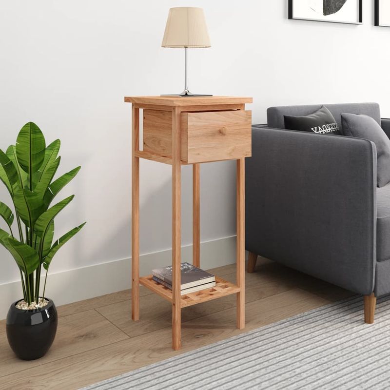 Casa si Gradina - Mobilier - Mese si birouri - Mese living - Masa laterala cu sertar, 25x25x60 cm, lemn masiv de nuc - Infinity.ro