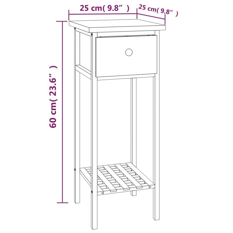 Casa si Gradina - Mobilier - Mese si birouri - Mese living - Masa laterala cu sertar, 25x25x60 cm, lemn masiv de nuc - Infinity.ro