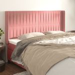 Casa si Gradina - Mobilier - Paturi si accesorii - Accesorii paturi - Tablie de pat cu aripioare, roz, 163x16x118/128 cm, catifea - Infinity.ro
