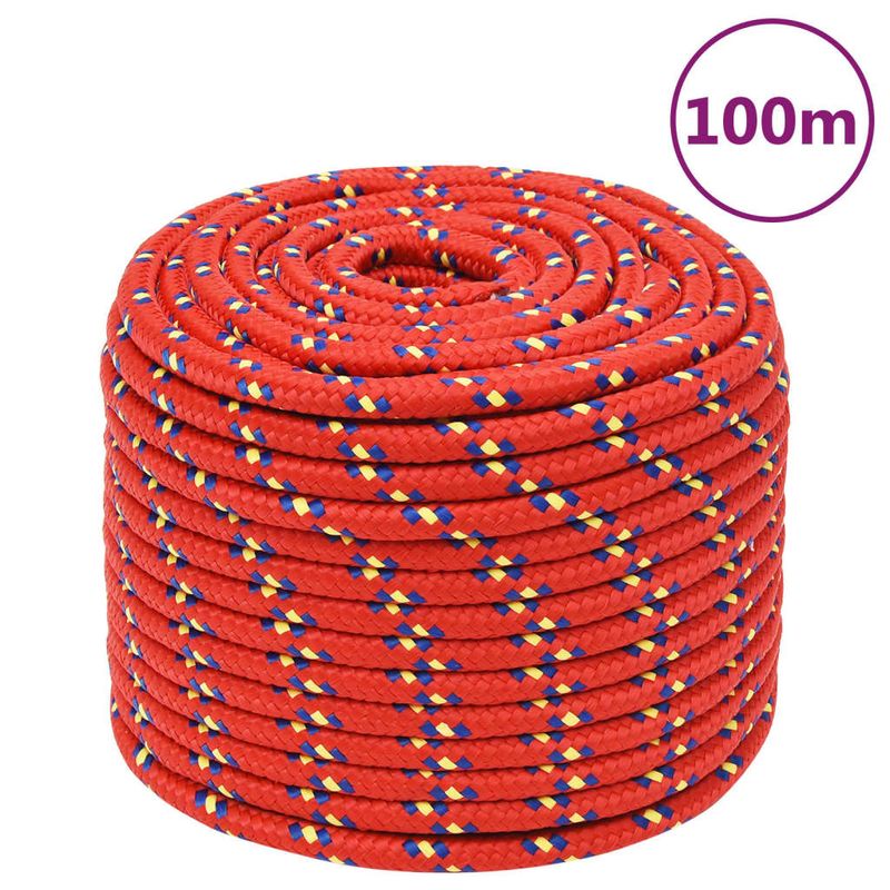 Casa si Gradina - Constructii - Feronerie si accesorii - Sfoara si lanturi - Franghie de barca, rosu, 14 mm, 100 m, polipropilena - Infinity.ro