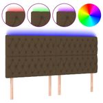 Casa si Gradina - Mobilier - Paturi si accesorii - Accesorii paturi - Tablie de pat cu LED, maro inchis, 180x7x118/128 cm, textil - Infinity.ro