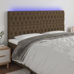 Casa si Gradina - Mobilier - Paturi si accesorii - Accesorii paturi - Tablie de pat cu LED, maro inchis, 180x7x118/128 cm, textil - Infinity.ro