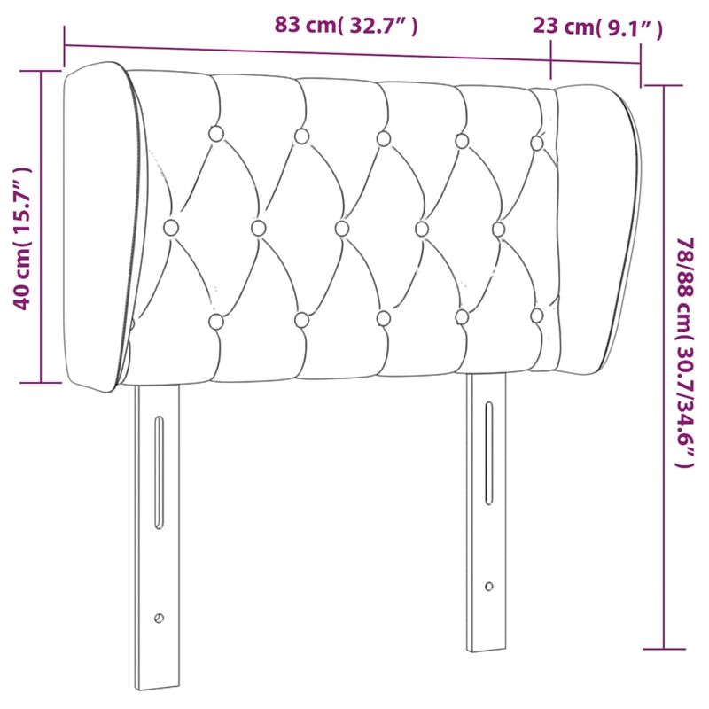Casa si Gradina - Mobilier - Paturi si accesorii - Accesorii paturi - Tablie pat cu aripioare albastru inchis 83x23x78/88 cm catifea - Infinity.ro