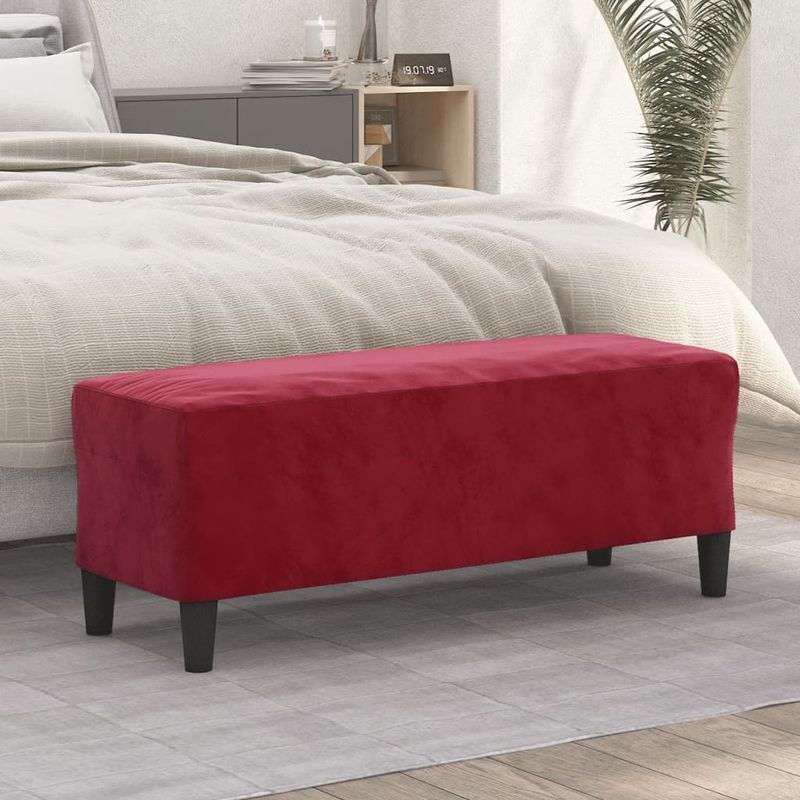 Casa si Gradina - Mobilier - Canapele si coltare - Banchete - Banca, rosu vin, 100x35x41 cm, catifea - Infinity.ro