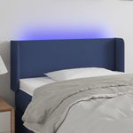 Casa si Gradina - Mobilier - Paturi si accesorii - Accesorii paturi - Tablie de pat cu LED, albastru, 83x16x78/88 cm, textil - Infinity.ro