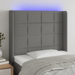 Casa si Gradina - Mobilier - Paturi si accesorii - Accesorii paturi - Tablie de pat cu LED, gri inchis, 93x16x118/128 cm, textil - Infinity.ro