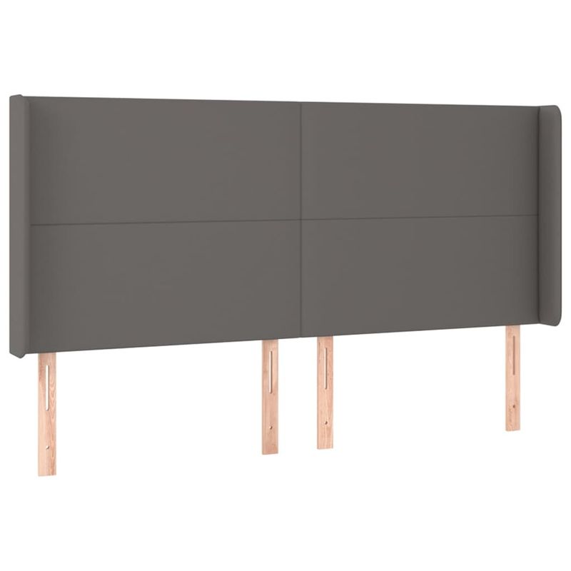 Casa si Gradina - Mobilier - Paturi si accesorii - Accesorii paturi - Tablie de pat cu LED, gri, 203x16x118/128 cm, piele ecologica - Infinity.ro