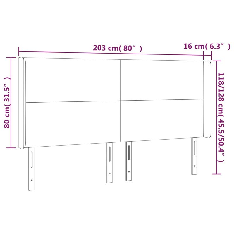 Casa si Gradina - Mobilier - Paturi si accesorii - Accesorii paturi - Tablie de pat cu LED, gri, 203x16x118/128 cm, piele ecologica - Infinity.ro