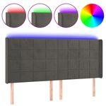 Casa si Gradina - Mobilier - Paturi si accesorii - Accesorii paturi - Tablie de pat cu LED, gri inchis, 163x16x118/128 cm, catifea - Infinity.ro