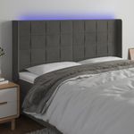 Casa si Gradina - Mobilier - Paturi si accesorii - Accesorii paturi - Tablie de pat cu LED, gri inchis, 163x16x118/128 cm, catifea - Infinity.ro
