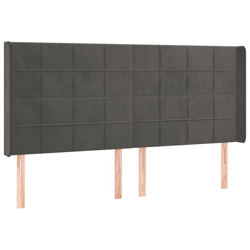 Casa si Gradina - Mobilier - Paturi si accesorii - Accesorii paturi - Tablie de pat cu LED, gri inchis, 163x16x118/128 cm, catifea - Infinity.ro