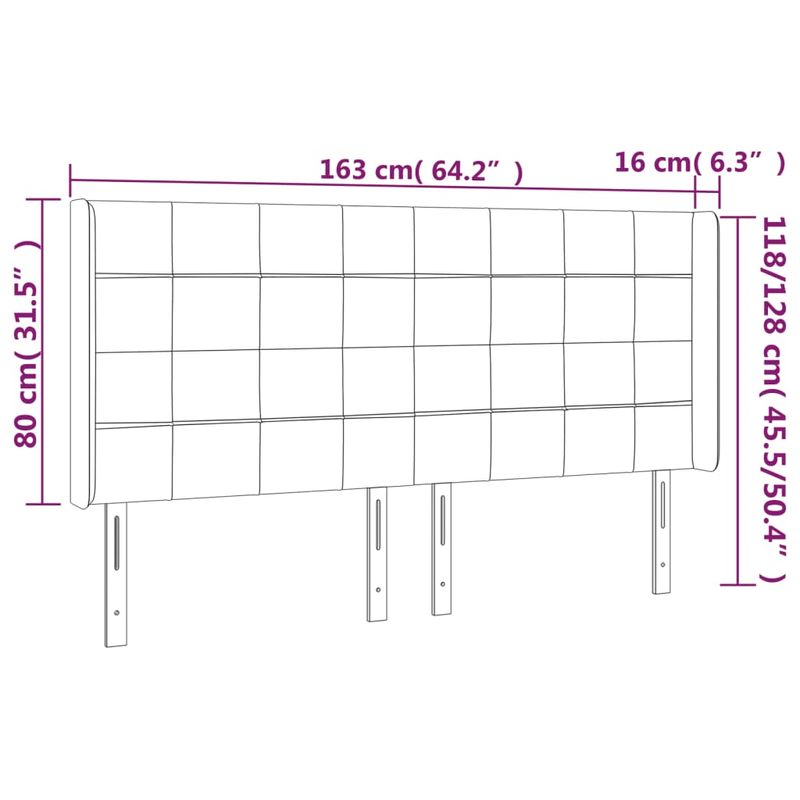 Casa si Gradina - Mobilier - Paturi si accesorii - Accesorii paturi - Tablie de pat cu LED, gri inchis, 163x16x118/128 cm, catifea - Infinity.ro