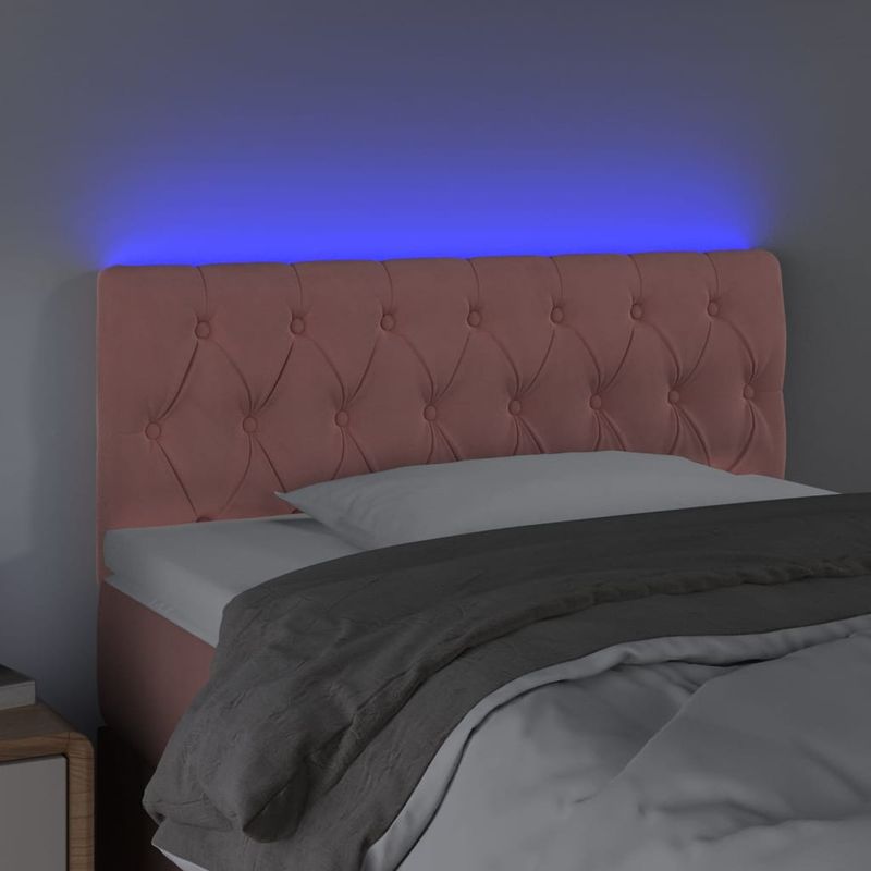 Casa si Gradina - Mobilier - Paturi si accesorii - Accesorii paturi - Tablie de pat cu LED, roz, 90x7x78/88 cm, catifea - Infinity.ro