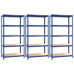 Casa si Gradina - Mobilier - Biblioteci si rafturi - Rafturi - Rafturi de depozitare cu 5 niveluri, 3 buc., albastru otel/lemn - Infinity.ro