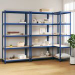 Casa si Gradina - Mobilier - Biblioteci si rafturi - Rafturi - Rafturi de depozitare cu 5 niveluri, 3 buc., albastru otel/lemn - Infinity.ro