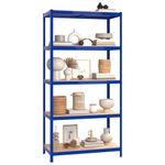 Casa si Gradina - Mobilier - Biblioteci si rafturi - Rafturi - Rafturi de depozitare cu 5 niveluri, 3 buc., albastru otel/lemn - Infinity.ro
