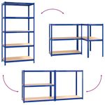 Casa si Gradina - Mobilier - Biblioteci si rafturi - Rafturi - Rafturi de depozitare cu 5 niveluri, 3 buc., albastru otel/lemn - Infinity.ro