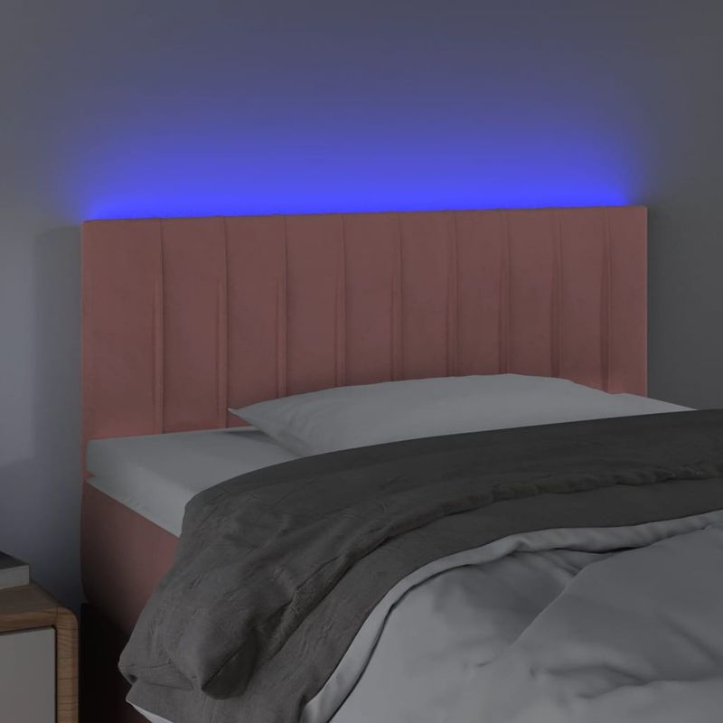 Casa si Gradina - Mobilier - Paturi si accesorii - Accesorii paturi - Tablie de pat cu LED, roz, 90x5x78/88 cm, catifea - Infinity.ro