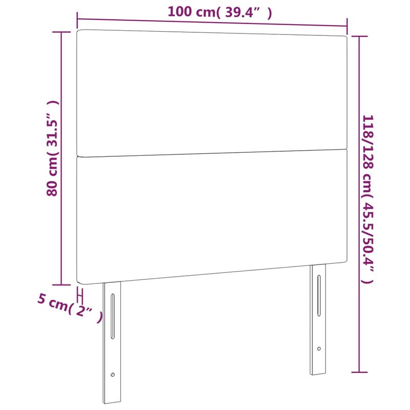 Casa si Gradina - Mobilier - Paturi si accesorii - Accesorii paturi - Tablie de pat cu LED, negru, 100x5x118/128 cm, catifea - Infinity.ro