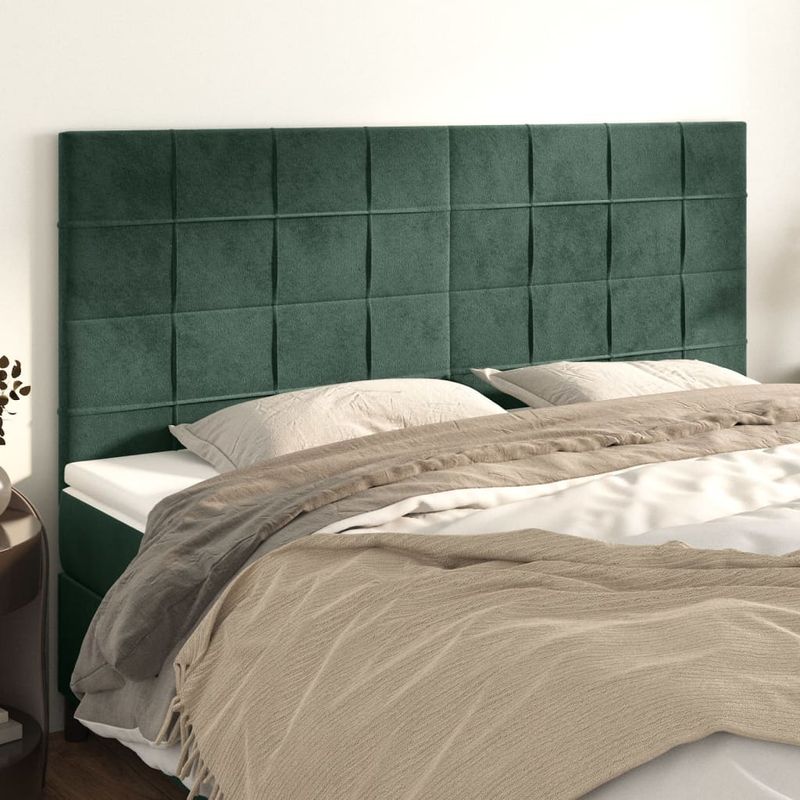 Casa si Gradina - Mobilier - Paturi si accesorii - Accesorii paturi - Tablii de pat, 4 buc, verde inchis, 100x5x78/88 cm, catifea - Infinity.ro