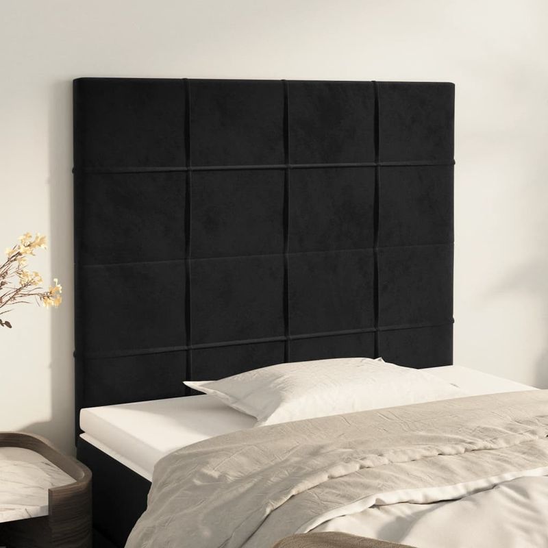 Casa si Gradina - Mobilier - Paturi si accesorii - Accesorii paturi - Tablii de pat, 2 buc, negru, 90x5x78/88 cm, catifea - Infinity.ro