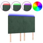 Casa si Gradina - Mobilier - Paturi si accesorii - Accesorii paturi - Tablie de pat cu LED, verde inchis, 144x5x118/128 cm, catifea - Infinity.ro
