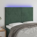 Casa si Gradina - Mobilier - Paturi si accesorii - Accesorii paturi - Tablie de pat cu LED, verde inchis, 144x5x118/128 cm, catifea - Infinity.ro