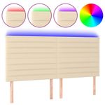 Casa si Gradina - Mobilier - Paturi si accesorii - Accesorii paturi - Tablie de pat cu LED, crem, 180x5x118/128 cm, textil - Infinity.ro