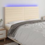 Casa si Gradina - Mobilier - Paturi si accesorii - Accesorii paturi - Tablie de pat cu LED, crem, 180x5x118/128 cm, textil - Infinity.ro