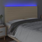 Casa si Gradina - Mobilier - Paturi si accesorii - Accesorii paturi - Tablie de pat cu LED, crem, 180x5x118/128 cm, textil - Infinity.ro