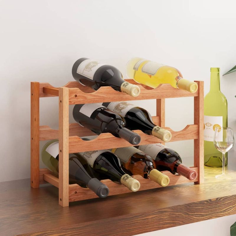 Casa si Gradina - Bucatarie si vesela - Accesorii bar - Suporturi bauturi - Raft de vin pentru 12 sticle, lemn masiv de nuc - Infinity.ro