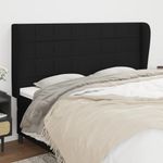 Casa si Gradina - Mobilier - Paturi si accesorii - Accesorii paturi - Tablie de pat cu aripioare, negru, 203x23x118/128 cm, textil - Infinity.ro