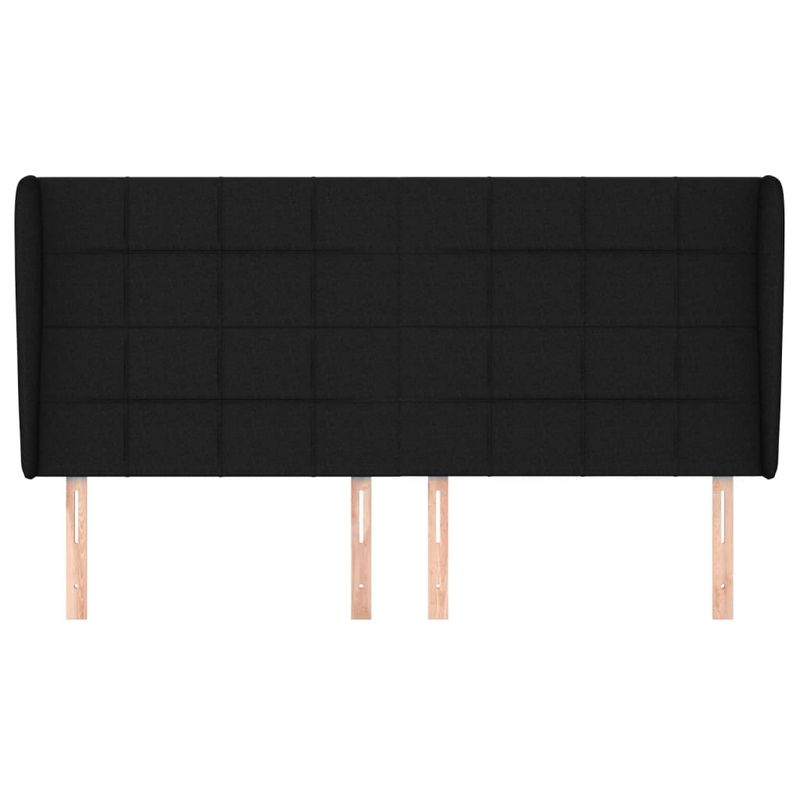 Casa si Gradina - Mobilier - Paturi si accesorii - Accesorii paturi - Tablie de pat cu aripioare, negru, 203x23x118/128 cm, textil - Infinity.ro