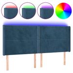 Casa si Gradina - Mobilier - Paturi si accesorii - Accesorii paturi - Tablie de pat cu LED, albastru inchis, 163x16x118/128cm catifea - Infinity.ro