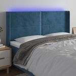 Casa si Gradina - Mobilier - Paturi si accesorii - Accesorii paturi - Tablie de pat cu LED, albastru inchis, 163x16x118/128cm catifea - Infinity.ro