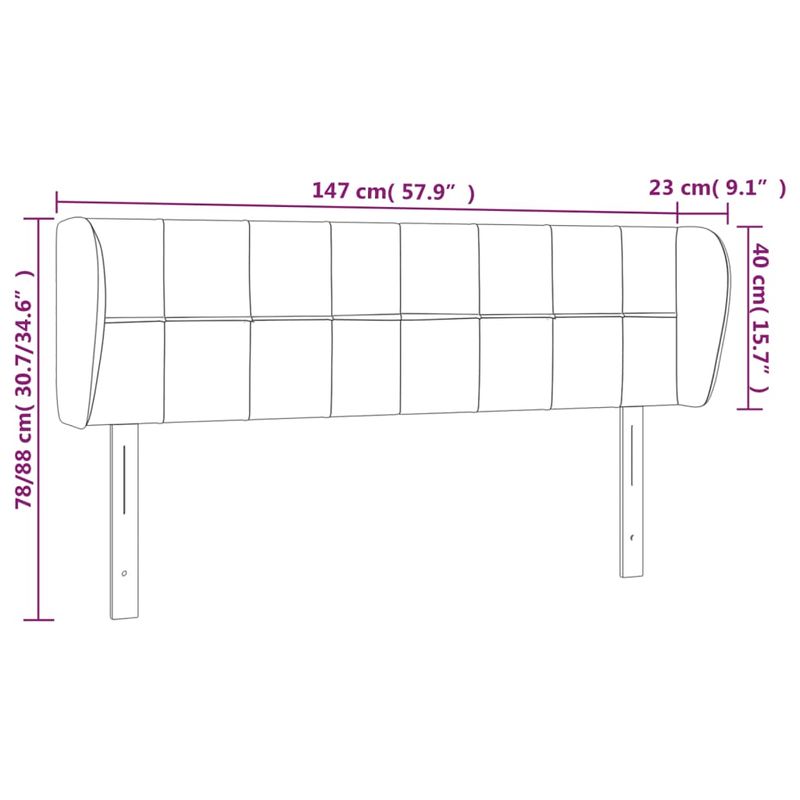 Casa si Gradina - Mobilier - Paturi si accesorii - Accesorii paturi - Tablie pat cu aripioare albastru inchis 147x23x78/88 cm catifea - Infinity.ro