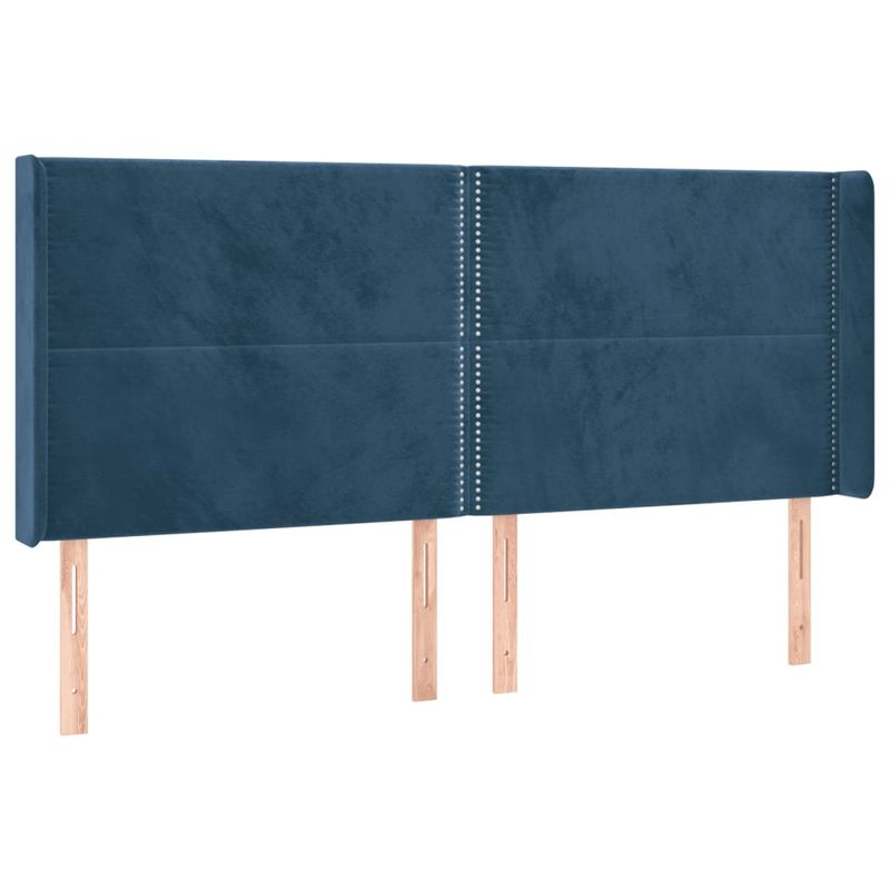 Casa si Gradina - Mobilier - Paturi si accesorii - Accesorii paturi - Tablie de pat cu LED, albastru inchis, 163x16x118/128cm catifea - Infinity.ro